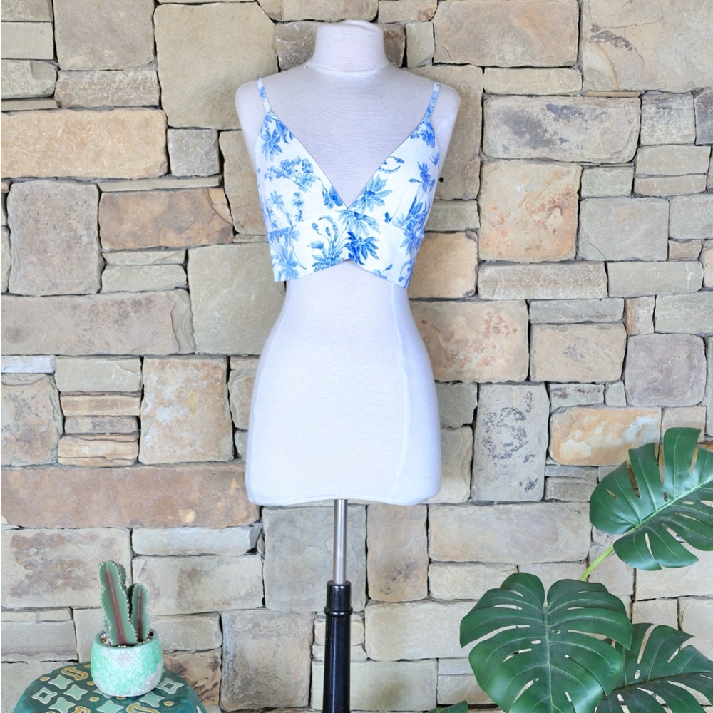 RARE Sandro Blue & White Crop Top